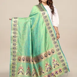 KALINI Ethnic Motifs Woven Design Banarasi Dupatta With Zari-picture-22