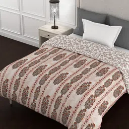 BELLA CASA Kalamkari Brown Ethnic Motifs Cotton 150 GSM Reversible Single Bed Quilt-image-79