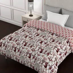 BELLA CASA Kalamkari Brown Ethnic Motifs Cotton 150 GSM Reversible Single Bed Quilt-image-98