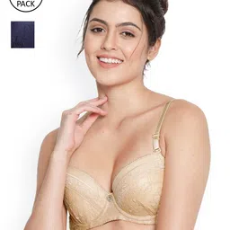 Susie Navy Blue & Beige Pack Of 2 Underwired Lightly Padded Bra image 1