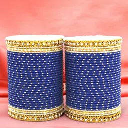 leshya Set Of 64 Brass-Plated Stone-Studded & Beaded Bangles-picture-58