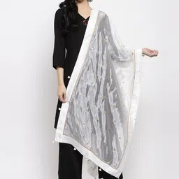 Clora Creation Polka Dots Printed Pom-Pom Border Dupatta image 1