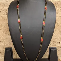 Digital Dress Room Women Gold-Plated & Black Beaded Mangalsutra image 1