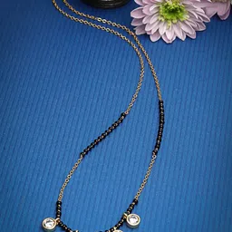 PANASH Gold-Plated American Diamond Studded & Beaded Mangalsutra-picture-26