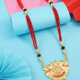 Ramdev Art Fashion Jwellery Gold-Plated Studded and Beaded Mangalsutra-picture-48