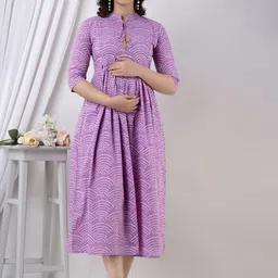 VARICOS Women Geometric Thread Work Maternity Kurta-picture-11