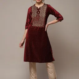Biba Ethnic Embroidered Sequinned Straight Kurta-picture-42