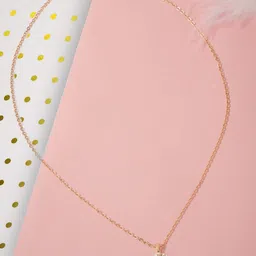 AMI Rose Gold-Plated Cubic Zirconia Studded Pendant With Chain-image-54