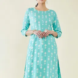 Soch Block Printed A-Line Kurta-image-18