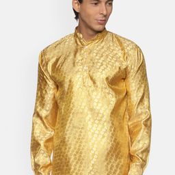 Sethukrishna Men Gold-Toned Ethnic Motifs Art Silk Kurta-picture-33