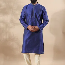 filori studio FILORI Geometric Woven Design Mandarin Collar Dobby Straight Kurta-picture-36