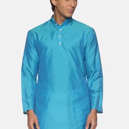 Sethukrishna Mandarin Collar Art Silk Kurta-picture-25