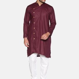 Sethukrishna Mandarin Collar Asymmetric Cotton Kurta-picture-26