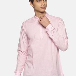 Sethukrishna Cuffed Sleeves Mandarin Collar Cotton Kurta-picture-9