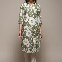 Biba Floral Printed Shirt Collar Kurta-picture-40