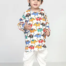 Polka Tots Kids Printed Regular Kurta with Dhoti Pants image 1