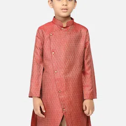 TABARD Boys Red Ethnic Motifs Kurta image 1