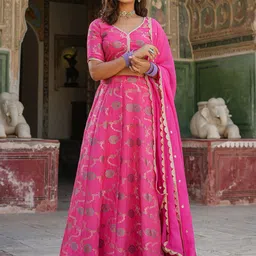 EverBloom Ethnic Motifs Printed Ready to Wear Lehenga & Blouse With Dupatta-picture-13
