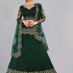 Warthy Ent Embroidered Thread Work Semi-Stitched Lehenga & Unstitched Blouse With Dupatta-picture-20