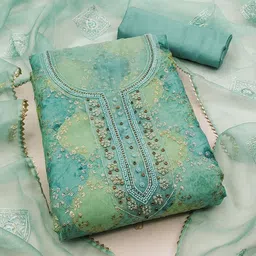 NEGRONI Abstract Embroidered Sequinned Organza Unstitched Dress Material-picture-11