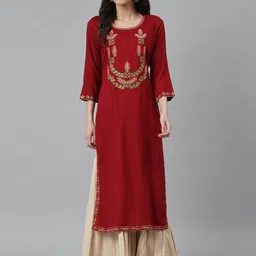 KALINI Floral Embroidered Regular Kurta with Sharara-picture-13
