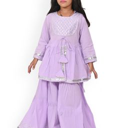 BAESD Girls Ethnic Motifs Empire Gotta Patti Kurti With Sharara-picture-20