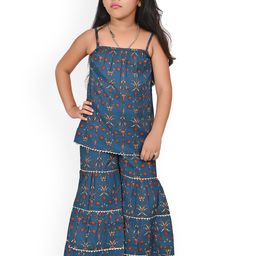 BAESD Girls Floral Printed Pure Cotton Kurta with Sharara-picture-28