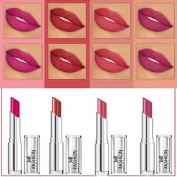 MI FASHION Set Of 4 Creme Matte Weightless Long-Lasting Lipstick 3.5g each - Magenta + Brownish Red + Rose + Purple Peach-picture-13