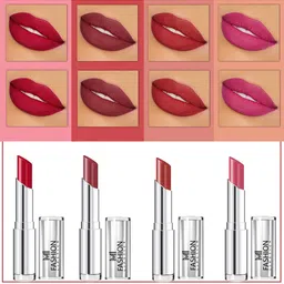 MI FASHION Set Of 4 Creme Matte Weightless Long-Lasting Lipstick 3.5g each - Purple + Brown + Brownish Red + Rose-picture-29