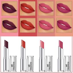 MI FASHION Set Of 4 Creme Matte Weightless Long-Lasting Lipstick 3.5g each - Wine Berry + Roof Terracotta + Peach + Purple Peach-picture-17