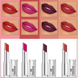 MI FASHION Set Of 4 Creme Matte Weightless Long-Lasting Lipstick 3.5g each - Cornell Red + Magenta + Wine Berry + Brownish Red-picture-0