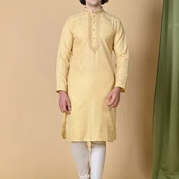 MAAHI FABS Ethnic Motifs Woven Design Thread Work Cotton Silk Jacquard Kurta-picture-20