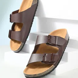 Mast & Harbour Brown & Tan Comfort Sandals With Buckle-picture-37