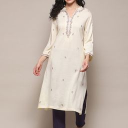 Biba Yoke Design Thread Work Acrylic Kurta-picture-32
