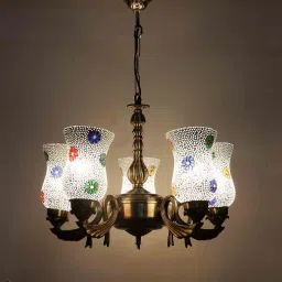 new era Daffodil Multicolour Iron 5 Lights Chandelier image 3