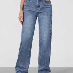 Off Duty India Women Comfort Straight Fit Cotton High-Rise Heavy Fade Jeans-picture-44