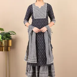 V TRADITION Bandhani Printed Gotta Patti Kurta with Sharara & Dupatta-picture-24