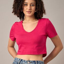 r.code by the roadster life co. R.Code by The Roadster Lifestyle Co. Women Solid V-Neck Cotton T-shirt-picture-43
