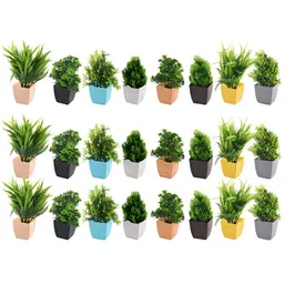 Myntra Elegant Homes Green & Blue 24 Pieces Artificial Plant With Pot-picture-26