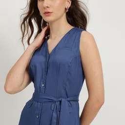 FableStreet Button Down Dress - Blue-picture-13