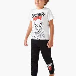 Juniors by Babyshop Boys Spider Man Printed Pure Cotton T-Shirt & Pyjamas Night Suit-picture-40