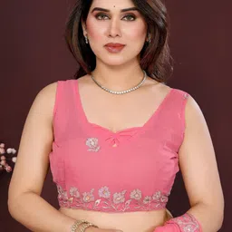 KALINI Pink Poly Georgette Embroidered Sarees image 5