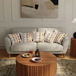 URBAN SPACE Orange & White 5 Pieces Geometric Printed Cotton Square Cushion Covers-picture-21