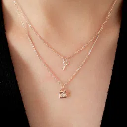 LOLO LePA Rose Gold-Plated Lock & Key Layered Chain-image-0