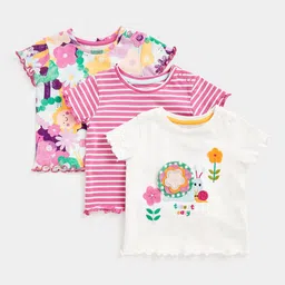 mothercare Girls Striped Round Neck Cotton T-shirt-picture-47