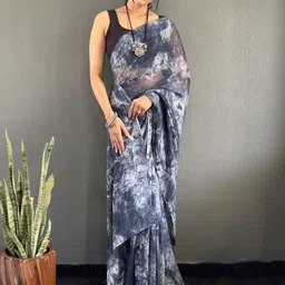 HERE&NOW Tie and Dye Poly Georgette Saree image 5