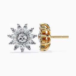 VALANOVA 925 Sterling Silver Plated With Yellow Gold Diamond Studded Earrings- 2.24 gm image 5