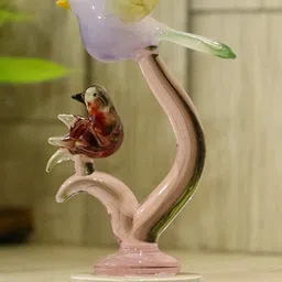 1ST TIME Brown & Purple Bird Themed Glass Showpiece-picture-32