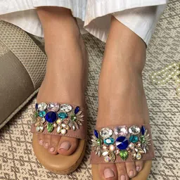SANDAL STORIES Embellished PU Wedge Sandals image 3