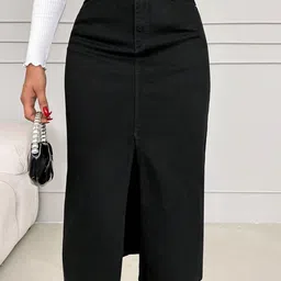 dolsia A-Line Denim Maxi Skirt image 3